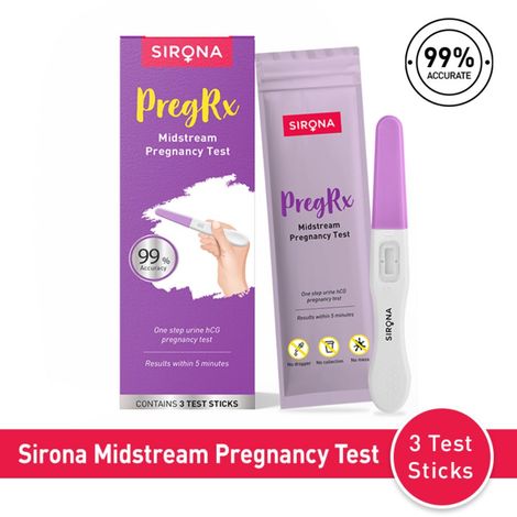 Buy Sirona Pregrx Midstream Pregnancy test kit, Easy to Use Midstream Urine Test Kit, Accurate Result in Just 5 Minutes - 1 Pc-Purplle