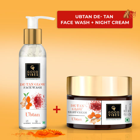 Buy Good Vibes De-Tan Ubtan Facewash & Night Cream with Power of Serum Combo. Combo of 2-Purplle