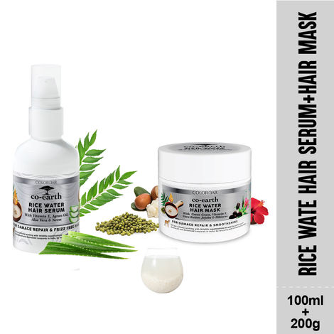Buy Colorbar Co-Earth Rice Water Serum & Rice Water Hair Mask ( Pack Of 2 )-Purplle