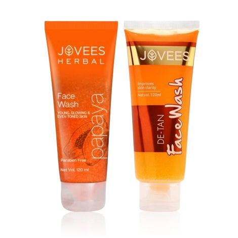 Buy Jovees Face Wash Combo|Papaya Face Wash 120 ml | De-Tan Face Wash 120 ml-Purplle
