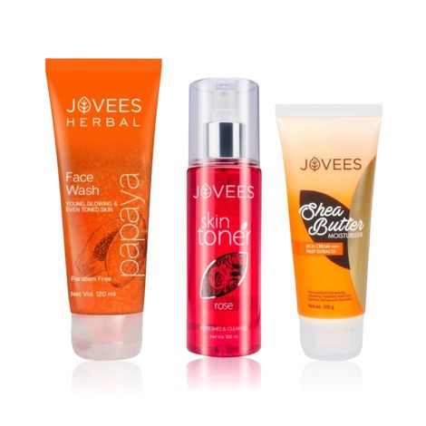 Buy Jovees CTM Combo | Papaya Face Wash 120 ml | Rose Skin Toner 100Ml | Shea Butter Moisturizer 100gm-Purplle