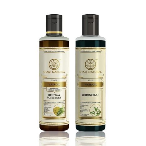 Buy Khadi Natural Hair Oil Combo for Nourish and Growth (Rosemary Hair Oil 210 ml | Bhringraj Hair Oil 210 ml)-Purplle