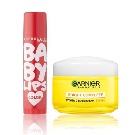 Buy Garnier x Maybelline New York everyday Kit (Garnier Bright Complete Vitamin C cream (45g) + Maybelline New York Baby Lips lip balm (4g))-Purplle