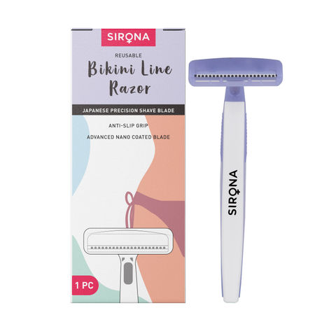 Buy Sirona Reusable Bikini Hair Removal Razor for Women | Japanese precision shave | Nano-blade technology | Chromium & PTFE-coated | No cuts | No irritation | Safe & Hygienic (Pack of 1)-Purplle
