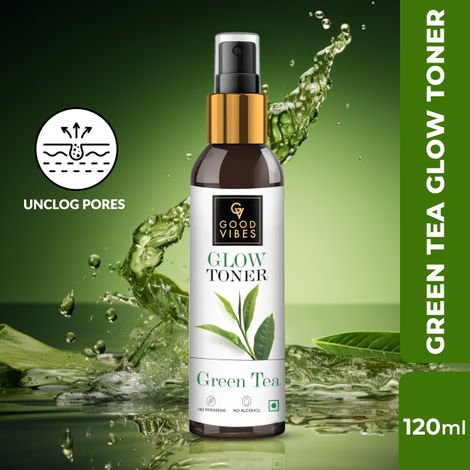 Buy Good Vibes Green Tea Glow Toner | Hydrating, Soothing, Refreshing | With Apple | No Alcohol, No Sulphates, No Parabens, No Animal Testing (120 ml)-Purplle