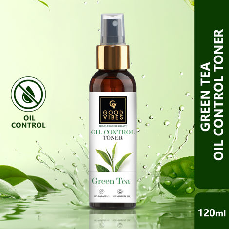 Buy Good Vibes Green Tea Oil Control Toner with Power of Serum | Reduces irritation and redness (120 ml)-Purplle