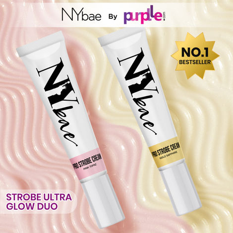 Buy NY Bae Strobe Ultra Glow Duo | Glowing Korean Skin | Dewy Face Base | Strobe Cream | Highlighter + Primer + Moisturizer | Pack of 2 - Pink Topz, Gold Sapphire | Makeup Kits-Purplle