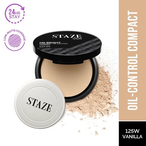 Buy Staze 9to9 HD Bright Poreless + Oil Control Compact | 125W Vanilla | 9 gm-Purplle