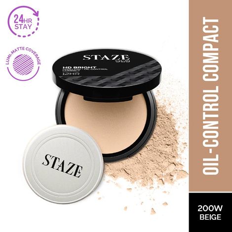 Buy Staze 9to9 HD Bright Poreless + Oil Control Compact | 200W Beige | 9 gm-Purplle