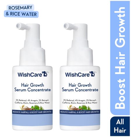 Buy WishCare Hair Growth Serum Concentrate -3%Resdensyl, 4%Anagain, 2%Baicapil, Rosemary, Caffeine, Biotin,Plant Keratin & Rice Water - Pack of 2-Purplle