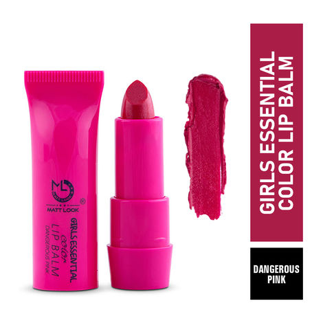 Buy Matt look Lip Makeup Girls Essential Colour Lip Balm Moisturizing Lip, Dangerous Pink (3.5gm)-Purplle