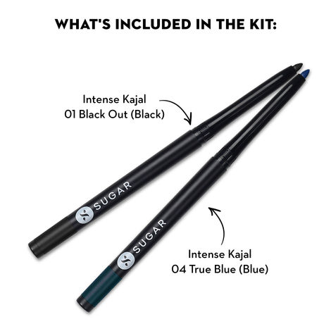 Buy SUGAR Cosmetics Kohl Of Honour - Intense Kajal - 01 Black Out & 04 True Blue (Blue Kajal) - Pack of 2-Purplle