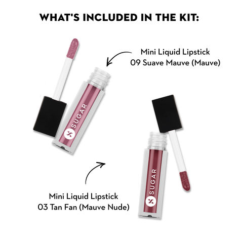 Buy SUGAR Cosmetics Smudge Me Not Mini Liquid Lipstick - 03 Tan Fan & 09 Suave Mauve - 1 Pc-Purplle