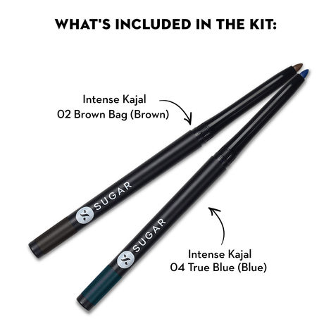 Buy SUGAR Cosmetics Kohl Of Honour - Intense Kajal - 02 Brown Bag (Brown Kajal) & 04 True Blue (Blue Kajal) - Pack of 2-Purplle
