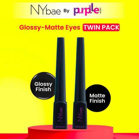 Buy NY Bae Glossy-Matte Eye Twin Pack | Glossy Eyeliner | Matte Eyeliner | Black | Long Lasting | Everyday Use | Quick Dry | Eye Makeup | Makeup Kit-Purplle