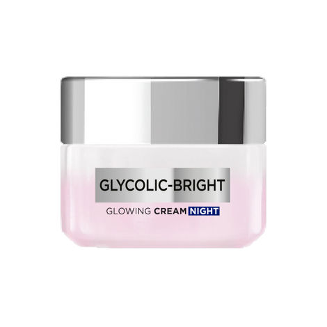Buy L'Oreal Paris Glycolic Bright Glowing Night Cream, 50 ml | Overnight Cream with Glycolic Acid for Dark Spot Removal & Glowing Skin-Purplle