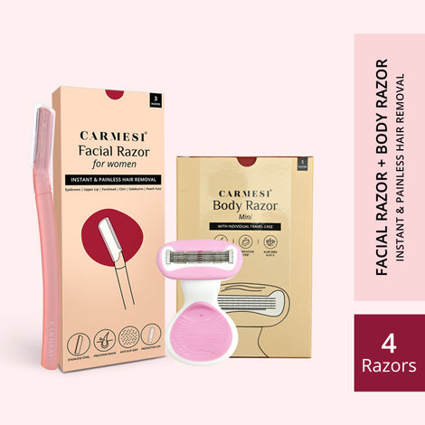 Buy Carmesi Facial Razor (Pack of 3) & Body Razor Mini (Pack of 1)-Purplle
