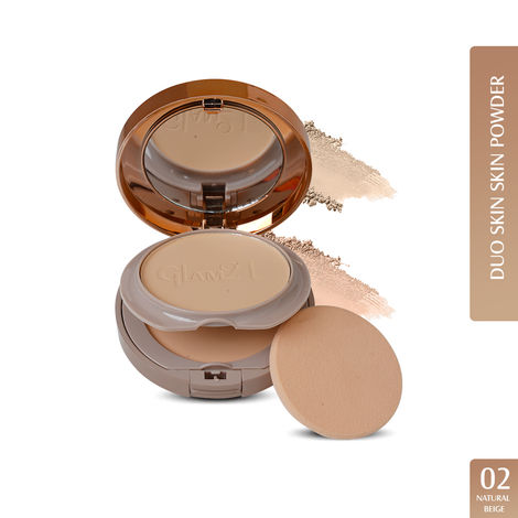 Buy Glam 21 Duo Finish, Bright Skin Powder| Smooth Satin Texture | Long-lasting Mate Finish | Natural Beige-02 - 18 gm-Purplle