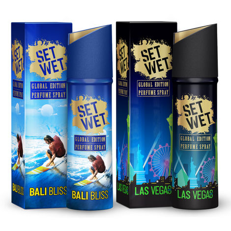 Buy Set Wet Global Edition Bali Bliss With Las Vegas Live, No Gas Perfume Body Spray & Deodorant For Men, Each 120 ml, (Pack of 2)-Purplle