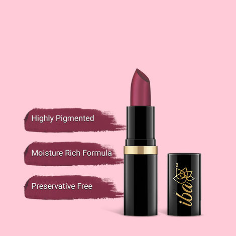 Buy Iba Pure Lips Moisturizing Lipstick Shade A10 Plum Pure, 4 gm | Intense Colour | Highly Pigmented and Creamy Long Lasting | Glossy Finish | Enriched with Vitamin E | 100% Natural, Vegan & Cruelty Free-Purplle