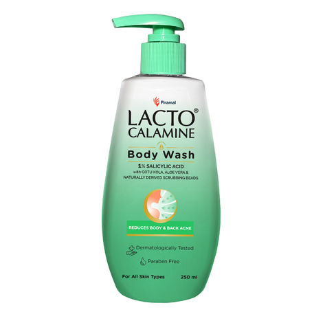 Buy Lacto Calamine Body Wash with 1% Salicylic acid with Cica, Aloevera & Naturally derived scrubbing beads |Exfoliate Rough and Bumpy Skin |Paraben Free, Dermatalogically tested| Suitable for all skin types | 250 ml-Purplle
