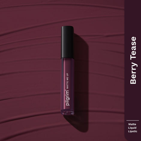 Buy Pilgrim Liquid Lipstick Berry Tease,Rich Matte Colour, TransferProof, Hyderating and Lightweight,With Spanish Squalane and Hyaluronic Acid,For Woman 3 ml-Purplle