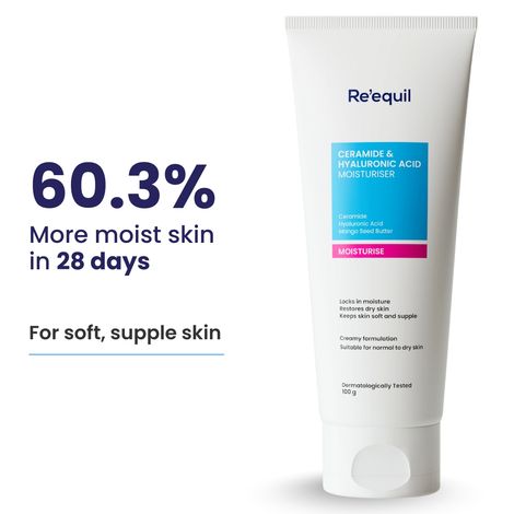 Buy Re'equil Ceramide & Hyaluronic Acid Moisturiser For Normal To Dry Skin 100 gm-Purplle