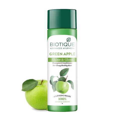 Buy Biotique Green Apple Shine & Gloss Shampoo With Conditioner 190Ml-Purplle