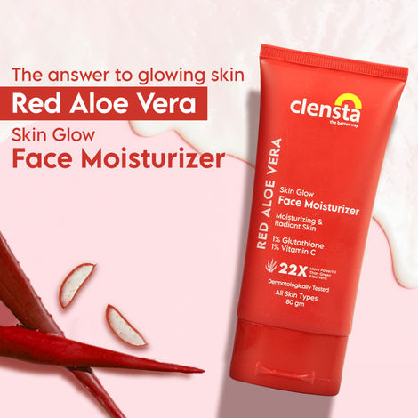 Clensta Red Aloe Vera Skin Glow Face Moisturizer With Red Aloe Vera &  Vitamin C For Evens Skin Tone, Brightening & Glowing Skin For Men & Women  80 Gm