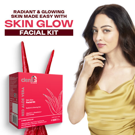 Clensta Red Aloe Vera Skin Glow Facial Kit With Vitamin C, Glutathione & Niacinamide For Brightening, Radiant, Reduces Dullness for all skin types | Men & Women | Size - 10 *6gm Clensta Red Aloe Vera Skin Glow Facial Kit With Vitamin C, Glutathione & Niacinamide For Brightening, Radiant, Reduces Dullness for all skin types | Men & Women | Size - 10 *6gm