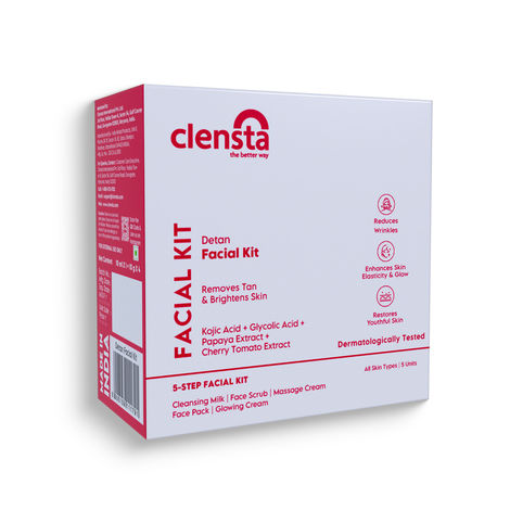 Buy Clensta Detan Facial Kit With Kojic Acid & Papaya Extract For Tan Removal, sunspots, remove dead skin & Brithening For all skin types | Men & Women | Size - 10 *5gm-Purplle