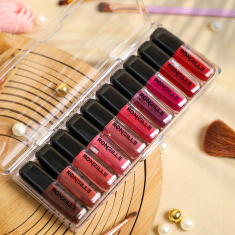 Buy Ronzille Long Lasting Waterproof Non Transfer Mini Liquid Matte Lipstick Kit Set of 10-Purplle
