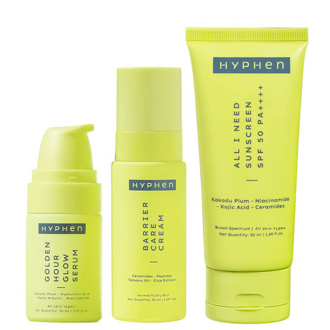Buy Hyphen Daily Face Care Regime for Normal & Dry Skin | Heal Skin Dryness & Dehydration | Face Serum, Face Moisturizer & Sunscreen SPF 50 Combo-Purplle