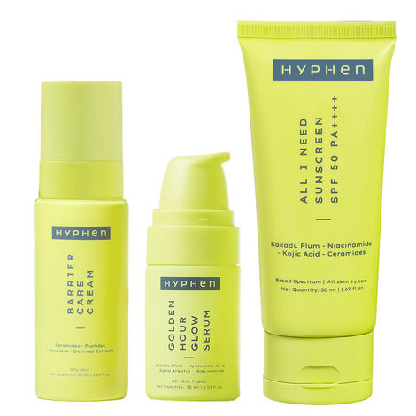 Buy Hyphen Daily Face Care Regime for Combination & Oily Skin | Oil Control & Improve Skin Barrier | Face Serum, Face Moisturizer & Sunscreen SPF 50 Combo-Purplle