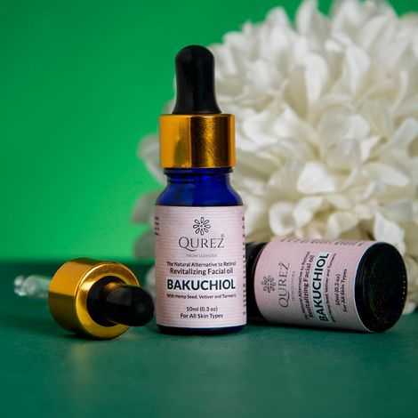 Buy Qurez Bakuchiol - Revitalizing Facial oil with Hempseed, Vetiver and Turmeric, 10 ml-Purplle