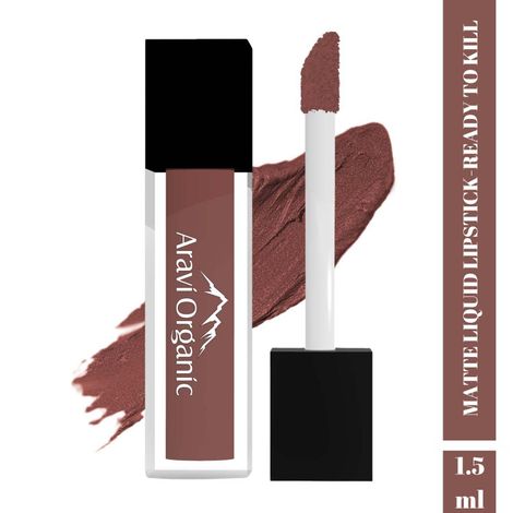 Buy Aravi Organic Soft Nude Matte Long Stay Lipstick - Matte Liquid Lipstick With Almond Oil & Vitamin E - Waterproof & Ultra Smooth - 1.5 ml (Ready To Kill)-Purplle