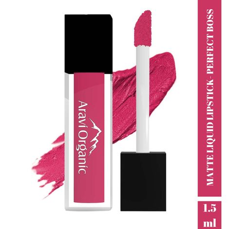 Buy Aravi Organic Soft Pink Matte Long Stay Lipstick - Matte Liquid Lipstick With Almond Oil & Vitamin E - Waterproof & Ultra Smooth - 1.5 ml (Perfect Boss)-Purplle