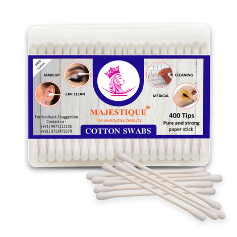 Buy Majestique Cotton Swabs, Natural Paper Cotton Buds, Gentle on Face, Ear Cleaning, Makeup, and Beauty Applicator - 200 Stick / Pack 1-Purplle