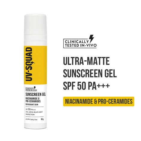 Buy UV Squad Sunscreen Gel Niacinamde & Pro-Ceramides SPF 50 PA+++ for Radiant Skin 53 gm-Purplle