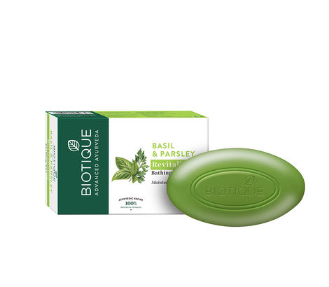 Buy Biotique Basil & Parsley Revitalizing Bathing Bar (75 g)-Purplle