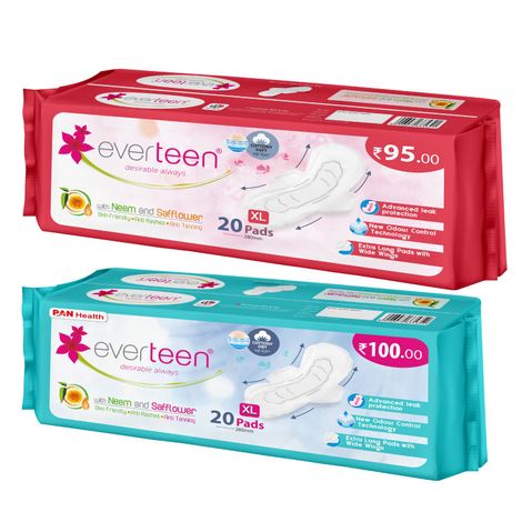 Buy everteen combo: XL 20 Soft & 20 Dry Sanitary Pads Enriched With Neem and Safflower Sanitary Pad (Pack of 40)-Purplle