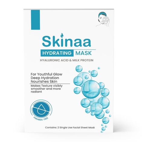 Buy Skinaa Hydrating Sheet Mask | Replenish & Nourish with Hyaluronic Acid and Milk Protein | Skin Rejuvenation - for Intense Hydration & Glowing, For All Skin Types, Women & Men 18 gm-Purplle