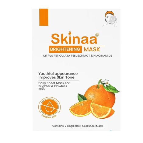 Buy Skinaa Brightening Sheet Mask | Illuminate with Citrus Reticulata Peel Extract & Niacinamide - Face Sheet Masks for Women & Men 18 gm (BRIGHTENING SHEET MASK)-Purplle