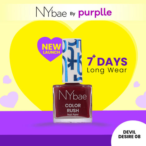 Buy NY Bae Color Rush Nail Paint - Devil Desire 08 (5.6 ml) | Chip Resistant | Long Lasting | Quick Dry | Gel Nail Polish-Purplle