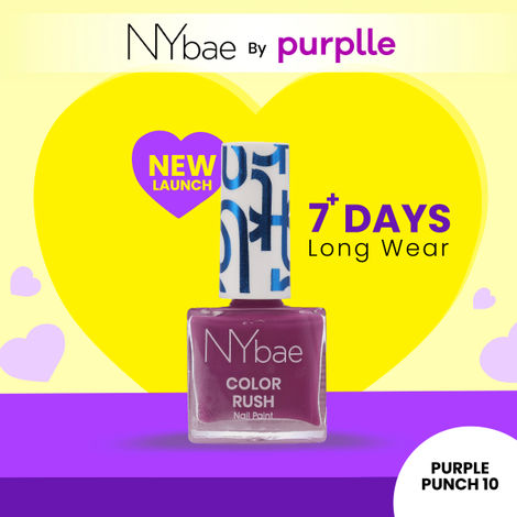 Buy NY Bae Color Rush Nail Paint - Purple Punch 10 (5.6 ml) | Chip Resistant | Long Lasting | Quick Dry | Gel Nail Polish-Purplle