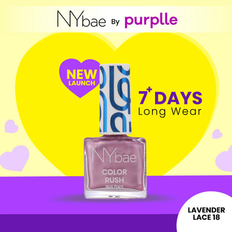 Buy NY Bae Color Rush Nail Paint - Lavender Lace 18 (5.6 ml) | Chip Resistant | Long Lasting | Quick Dry | Gel Nail Polish-Purplle