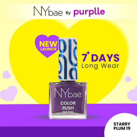 Buy NY Bae Color Rush Nail Paint - Starry Plum 19 (5.6 ml) | Chip Resistant | Long Lasting | Quick Dry | Gel Nail Polish-Purplle