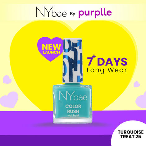 Buy NY Bae Color Rush Nail Paint - Turquoise Treat 25 (5.6 ml) | Chip Resistant | Long Lasting | Quick Dry | Gel Nail Polish-Purplle