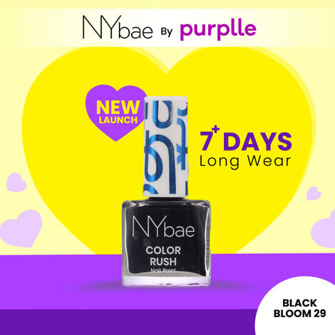 Buy NY Bae Color Rush Nail Paint - Black Bloom 29 (5.6 ml) | Chip Resistant | Long Lasting | Quick Dry | Gel Nail Polish-Purplle