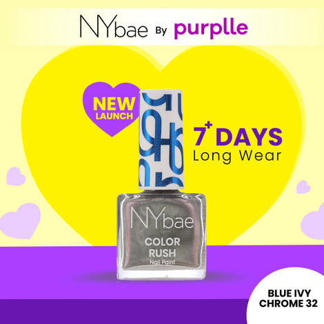 Buy NY Bae Color Rush Nail Paint - Blue Ivy Chrome 32 (5.6 ml) | Chip Resistant | Long Lasting | Quick Dry | Gel Nail Polish-Purplle